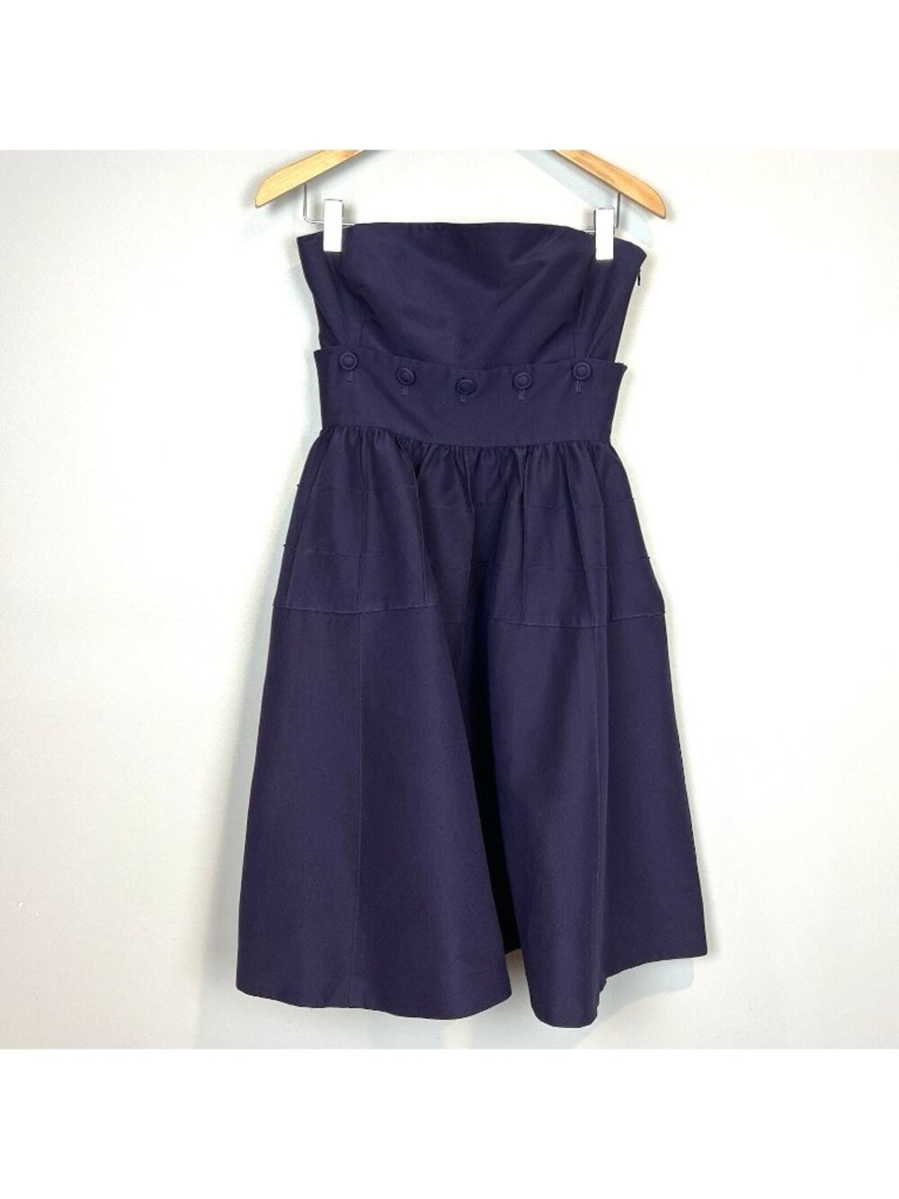 Maeve Anthropologie Purple Strapless Cocktail Dress‎ Size 4 Has Pockets